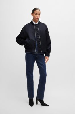 BOSS - Water-repellent bomber jacket with zipped sleeve pocket