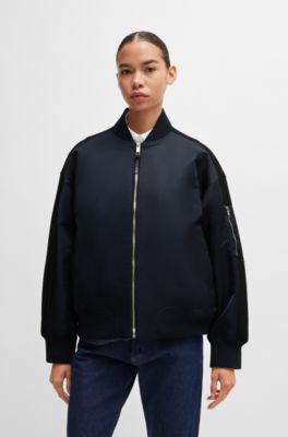 BOSS - Water-repellent bomber jacket with zipped sleeve pocket