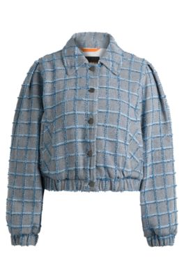 Shop Hugo Boss Tweed Jacket With Denim Check In Patterned