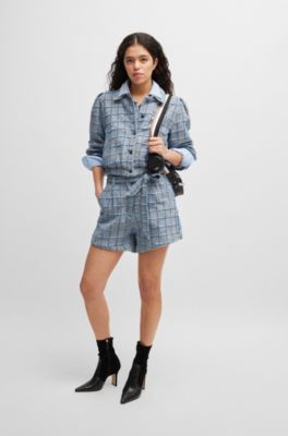 Chaqueta de tweed de algod&oacute;n con cuadros vaqueros, Fantas&iacute;a