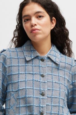 Chaqueta de tweed de algod&oacute;n con cuadros vaqueros, Fantas&iacute;a