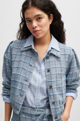 Chaqueta de tweed de algod&oacute;n con cuadros vaqueros, Fantas&iacute;a