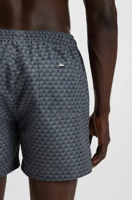 Micro-print swim shorts in quick-dry fabric