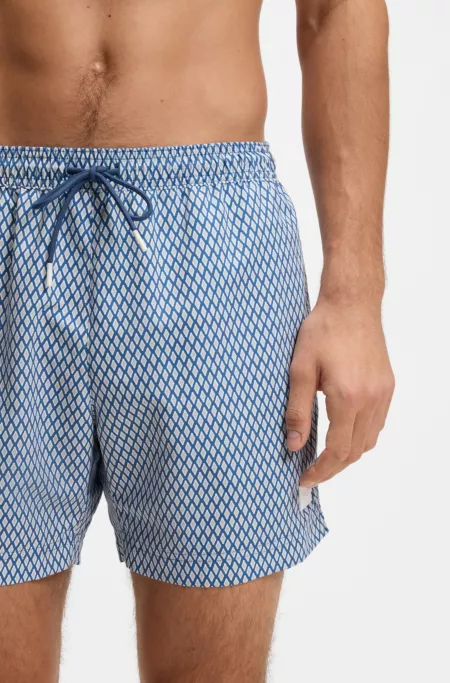 Micro-print swim shorts in quick-dry fabric