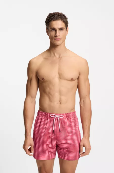 Micro-print swim shorts in quick-dry fabric