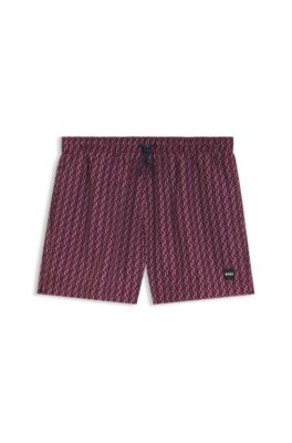 Ba&ntilde;ador con estampado e insignia con logo, Rojo