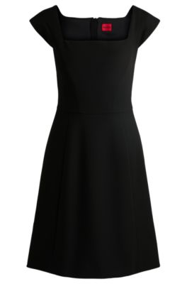 Hugo Boss Square-neck Dress In Stretch Fabric In Black