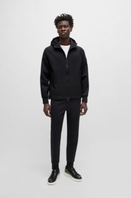 Zip-up hoodie with contrast inserts, Black