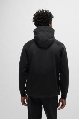 Zip-up hoodie with contrast inserts, Black