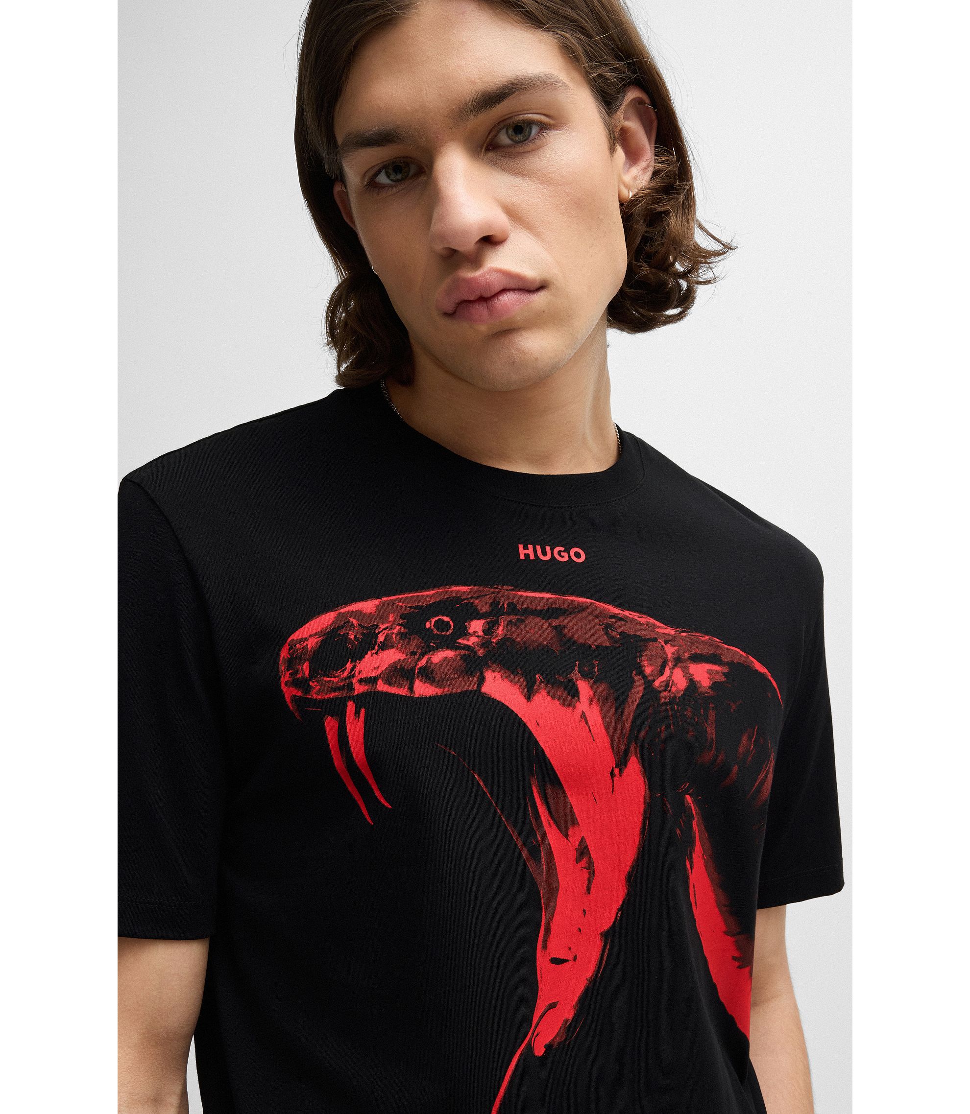 HUGO - Cotton-jersey regular-fit T-shirt with animal graphic HUGO - Cotton-jersey regular-fit T-shirt with animal graphic
