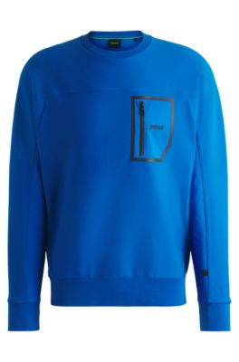Hugo Boss Sweatshirt With Decorative Reflective Print In Light Blue