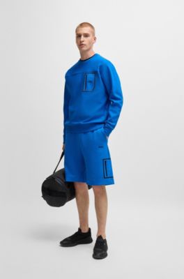 Sudadera de algod&oacute;n con estampado reflectante decorativo, Celeste