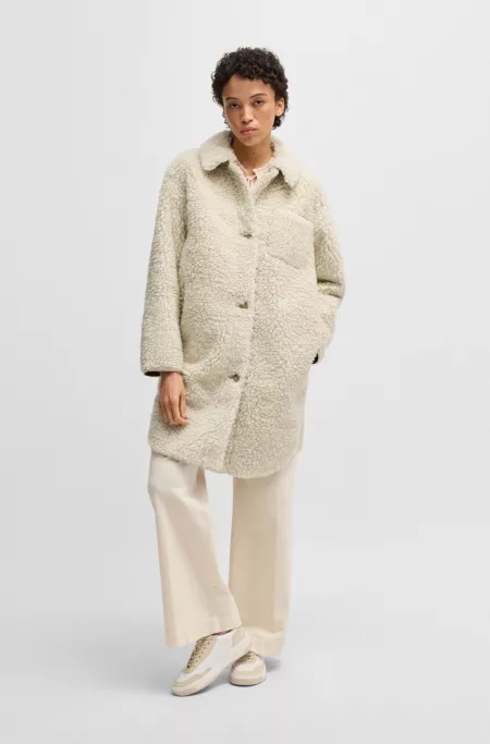 Faux-fur coat with chest pocket