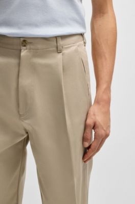 Relaxed-fit trousers in cotton twill, Light Beige