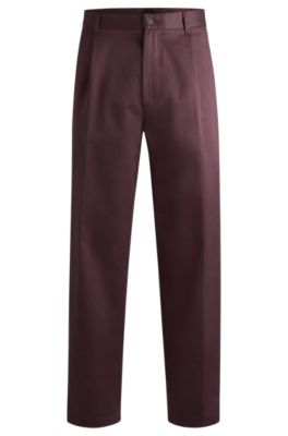 Hugo Boss Porsche X Boss Relaxed-fit Trousers In Cotton Twill In Light Red