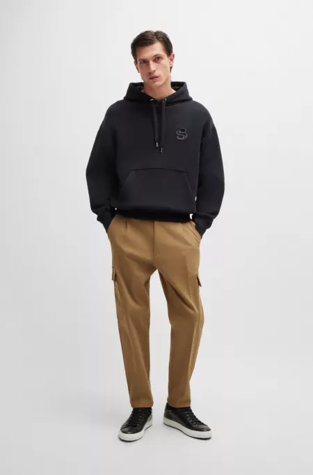 Slim-fit cargo trousers in herringbone stretch cotton