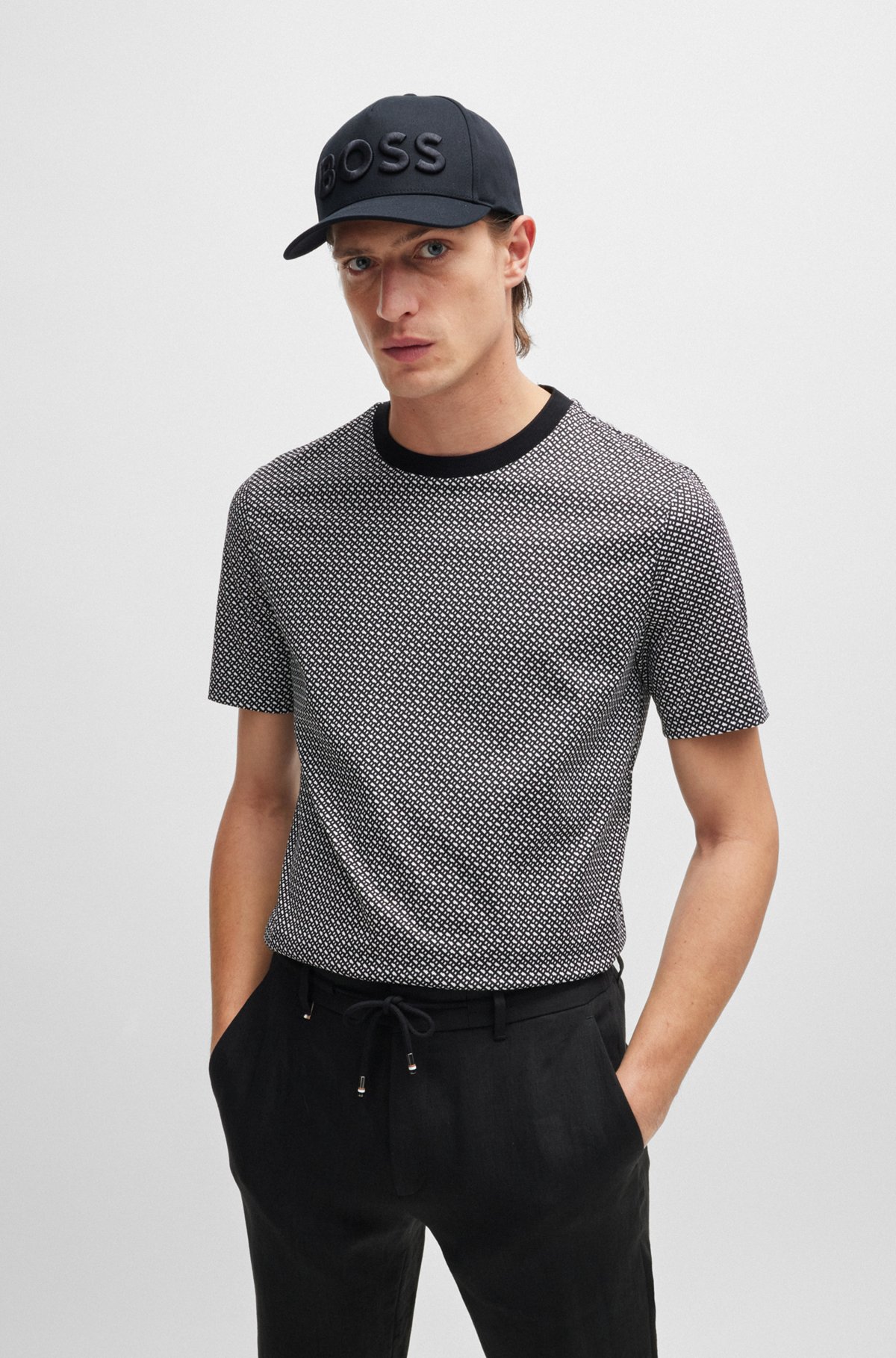 BOSS - Cotton-twill cap with 3D embroidered logo - Black BOSS - Cotton-twill cap with 3D embroidered logo - Black