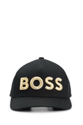 Gorra en sarga de algod&oacute;n con logo bordado en 3D, Negro