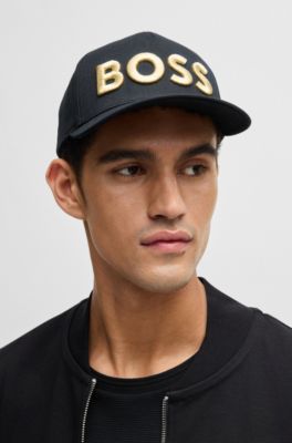 Gorra en sarga de algod&oacute;n con logo bordado en 3D, Negro