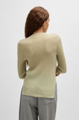 Wool-blend slim-fit sweater with side slits