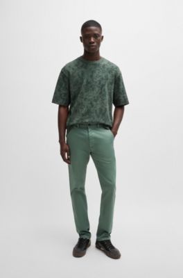 Cotton-jersey T-shirt with all-over seasonal print, Light Green