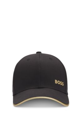 Gorra en sarga de algod&oacute;n con logo, Oro