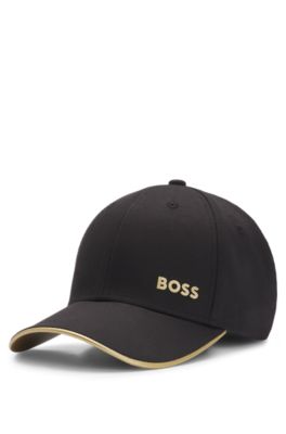 Gorra en sarga de algod&oacute;n con logo, Oro