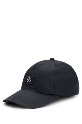 Hugo Boss Waterproof Nylon Cap With Stacked Logo Badge In Black