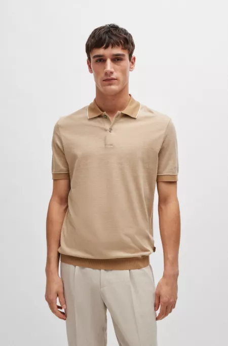 Regular-fit polo shirt in cotton and cashmere