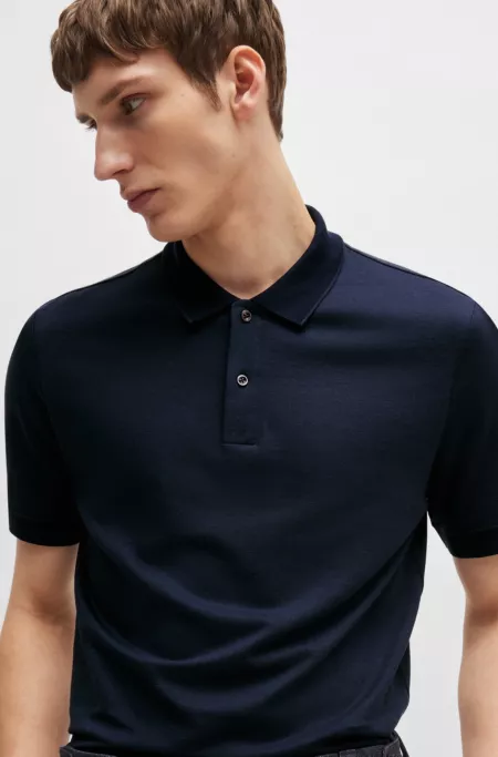 Regular-fit polo shirt in cotton and cashmere