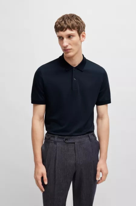 Regular-fit polo shirt in cotton and cashmere