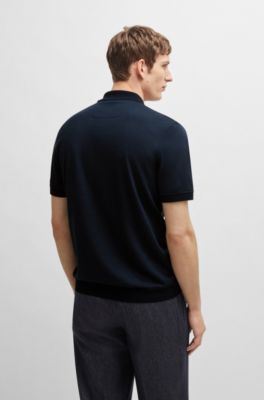 Polo regular fit de algod&oacute;n y cashmere, Azul oscuro