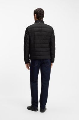 Veste matelass&eacute;e d&eacute;perlante &agrave; logo ton sur ton, Noir