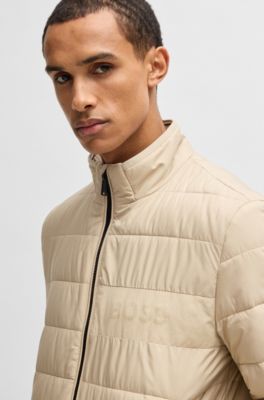 Veste matelass&eacute;e d&eacute;perlante &agrave; logo ton sur ton, Beige clair