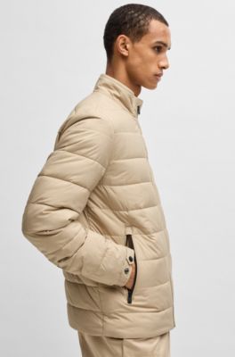 Veste matelass&eacute;e d&eacute;perlante &agrave; logo ton sur ton, Beige clair