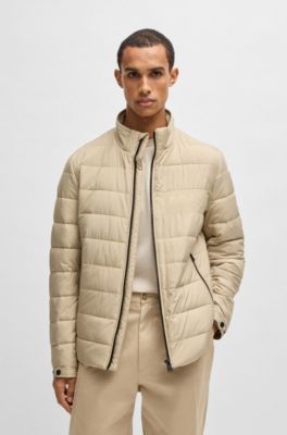 Veste matelass&eacute;e d&eacute;perlante &agrave; logo ton sur ton, Beige clair