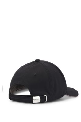 Knitted-piqu&eacute; six-panel cap with embroidered logo, Black