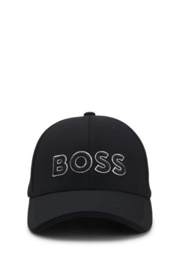 Knitted-piqu&eacute; six-panel cap with embroidered logo, Black