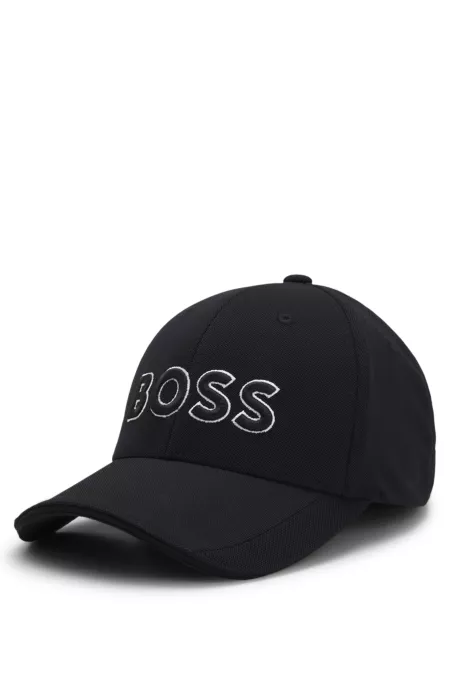 Knitted-piqué six-panel cap with embroidered logo