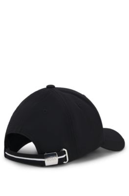 Knitted-piqu&eacute; six-panel cap with embroidered logo, Black