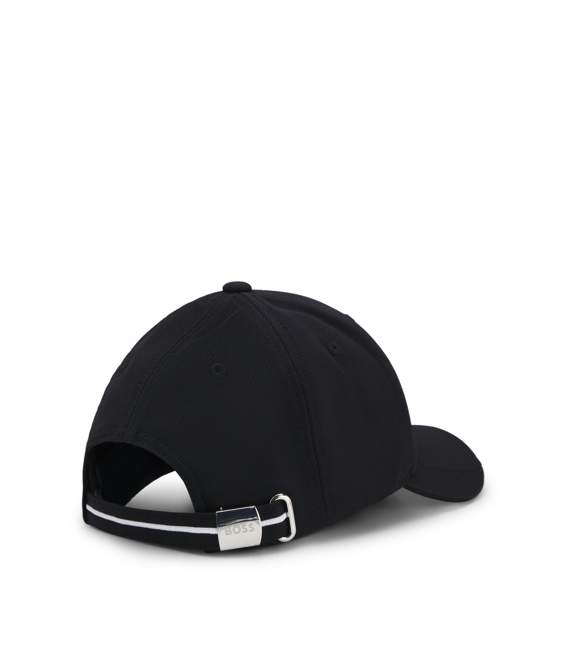 BOSS - Knitted-piqué six-panel cap with embroidered logo - Black