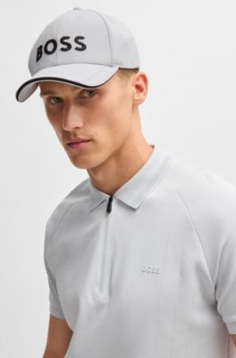 Knitted-piqu&eacute; six-panel cap with embroidered logo, Light Grey