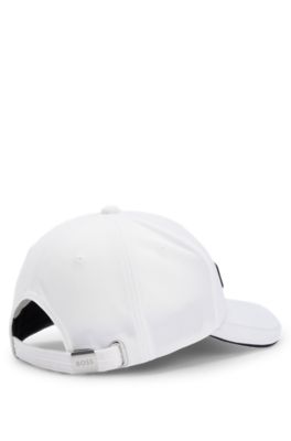 Knitted-piqu&eacute; six-panel cap with embroidered logo, White