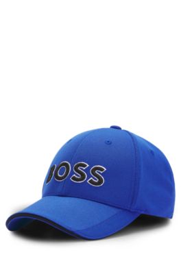 ★Hugo Boss★ロゴキャップ BOSS - Knitted-piqué six-panel cap with embroidered logo - Blue