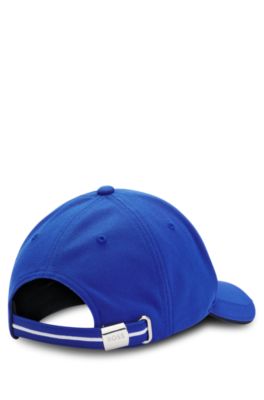 Knitted-piqu&eacute; six-panel cap with embroidered logo, Blue