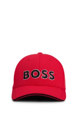 Knitted-piqu&eacute; six-panel cap with embroidered logo, Light Red