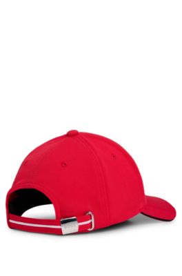 Knitted-piqu&eacute; six-panel cap with embroidered logo, Light Red