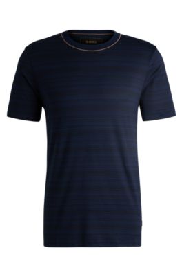 BOSS レギュラーフィット Tシャツ コットン/シルク BOSS - レギュラーフィット Tシャツ コットン/シルク - ダークブルー