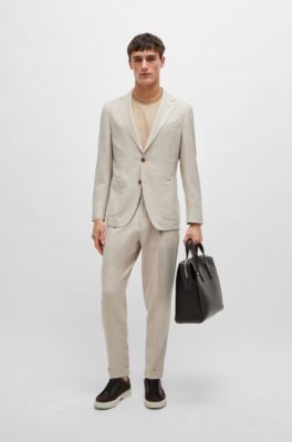 T-shirt Regular bicolore en coton et cachemire, Beige