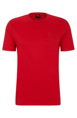 Shop Hugo Boss Interlock-cotton Regular-fit T-shirt With Special Artwork In Red